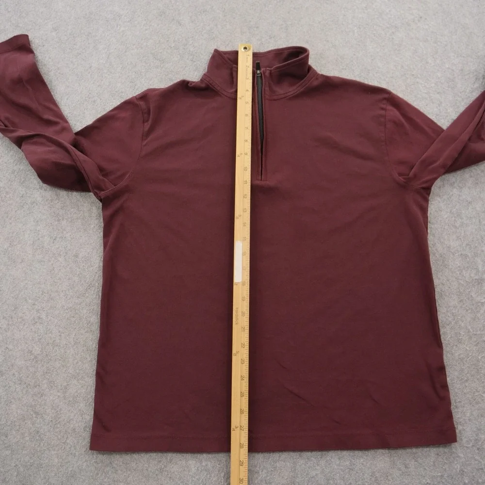 Banana Republic Sweater Mens Large Red Burgundy 1/4 Zip Mock Neck Long Sleeve